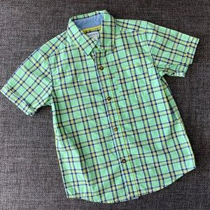 ⭐️ Carter’s Plaid Short Sleeve Button Down Shirt, Toddler Boys 3T, Green, Yellow